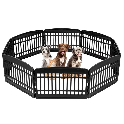 IRIS USA 24" Exercise 8-Panel Pet Playpen, Dog Playpen, Puppy Playpen, for Small and Medium Dogs, Keep Pets Secure, Easy Assemble