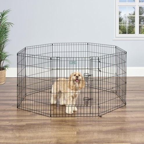 MidWest Black Exercise Pen with Door