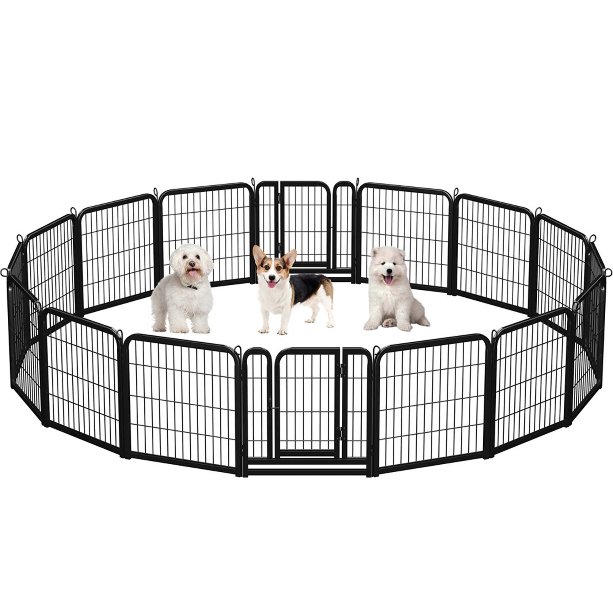Topeakmart Black 16 Panels Metal Dog Playpen