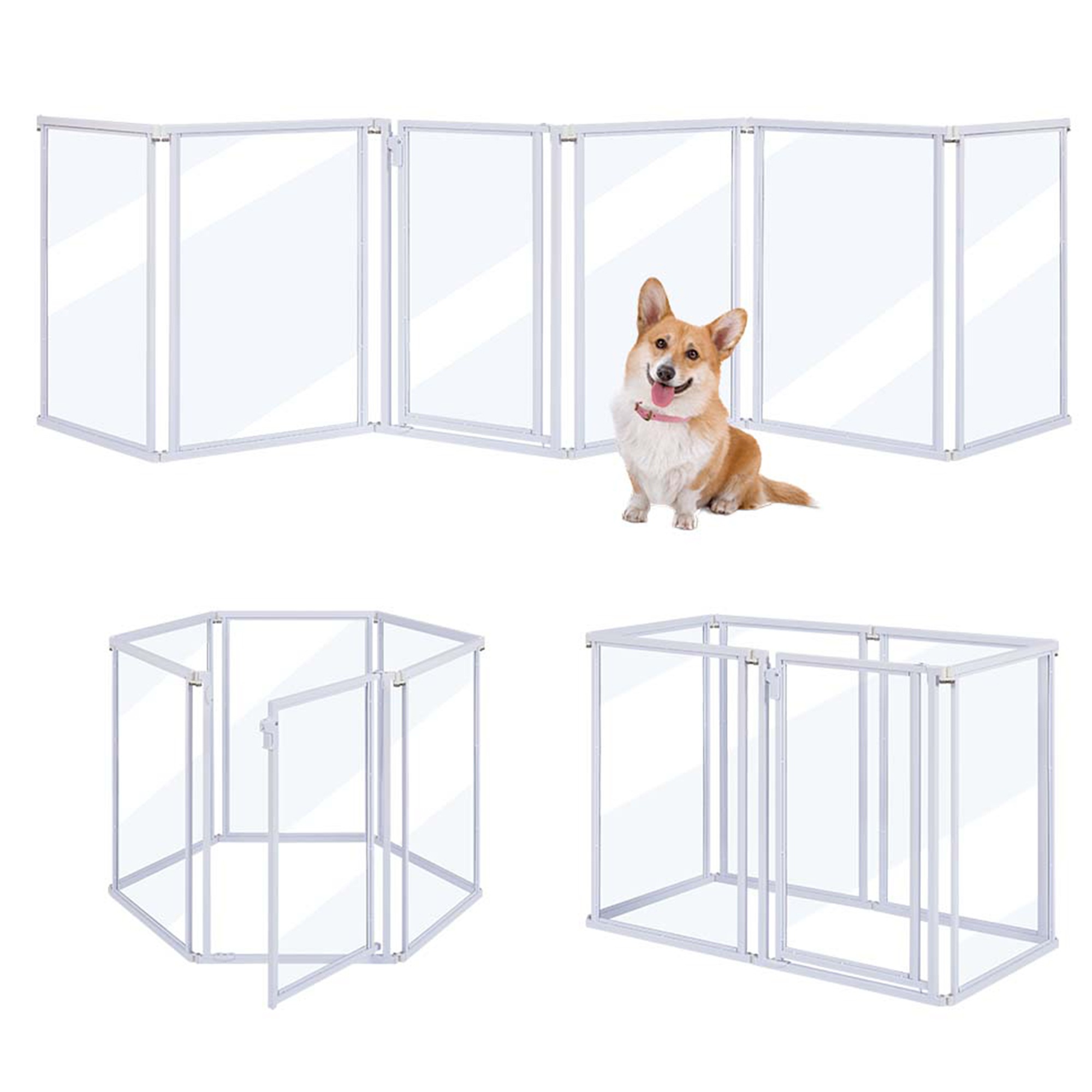 Unipaws 24" H Free Standing Clear Acrylic Dog Playpen with Door
