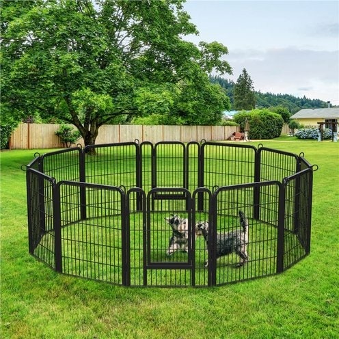 Yaheetech Adjustable Metal Dog Playpen, 12-Panel, 32-in