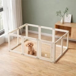Zendova Clear Indoor Dog Playpen with Gate, Modular Puppy Pen