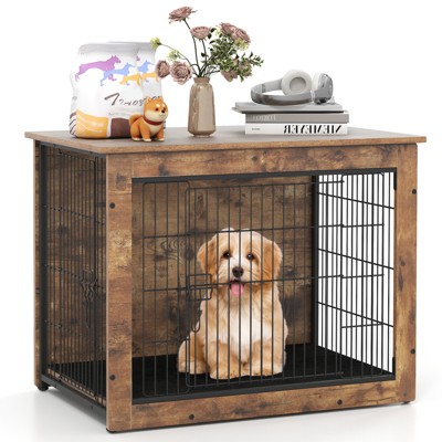 Costway Double Door Metal Frame End Table Crate